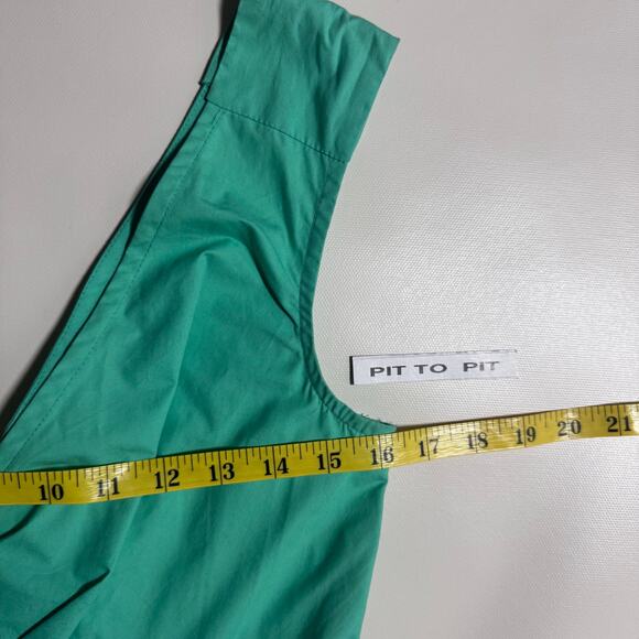 Vintage eShakti Fit and Flare Cotton Dress Turquoise Cottage Minimalist Size 12 - Picture 8 of 9